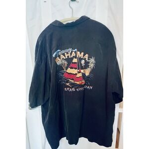 Tommy Bahama Men's Y2K Embroidered Silk Shirt XXL "Seas the Day" Sailboat Island